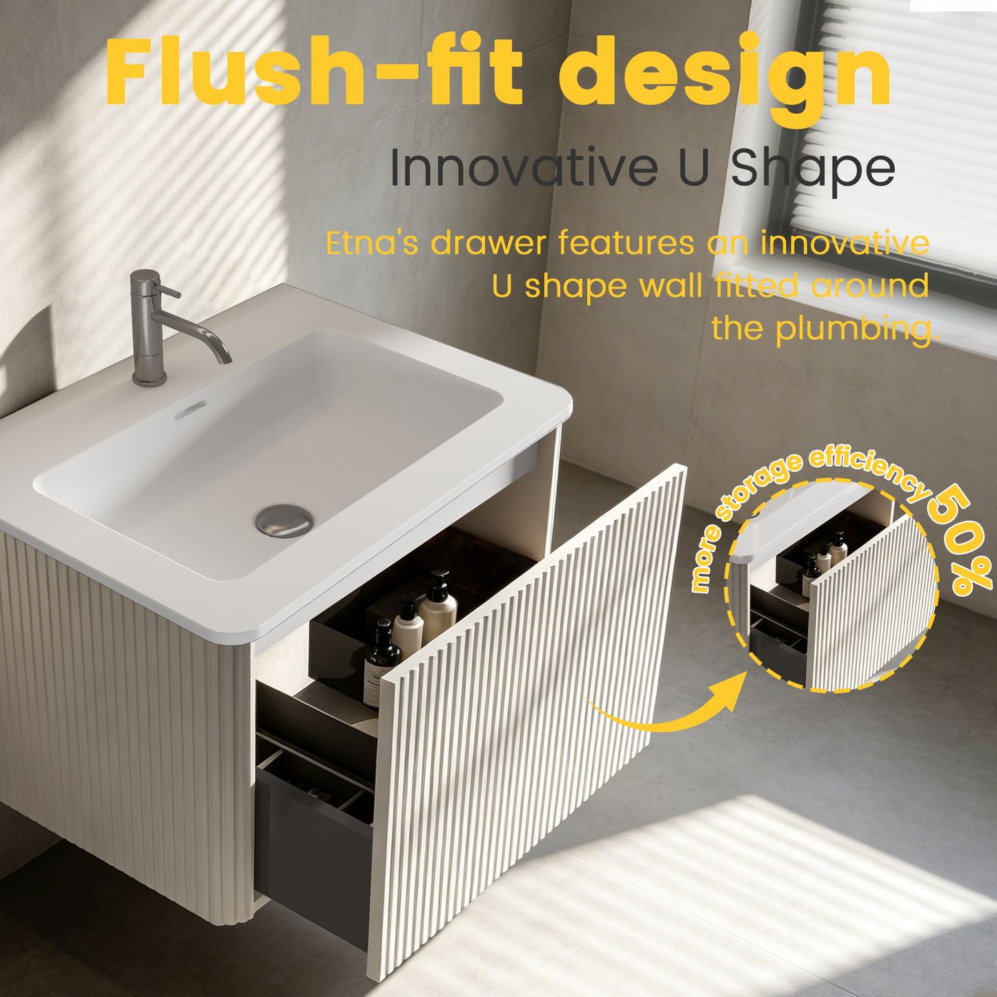 Etna 24" Striped Soft White Bathroom Vanity