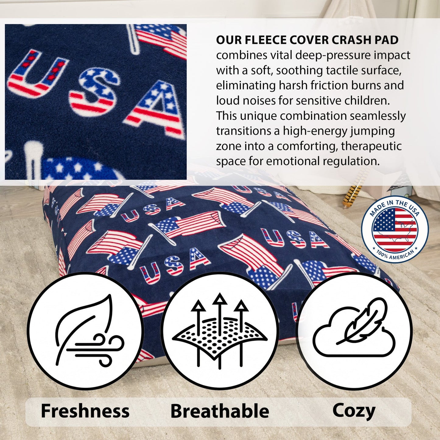 Sensory Crash Pad for Kids & Adults – Removable Washable Fleece Cover