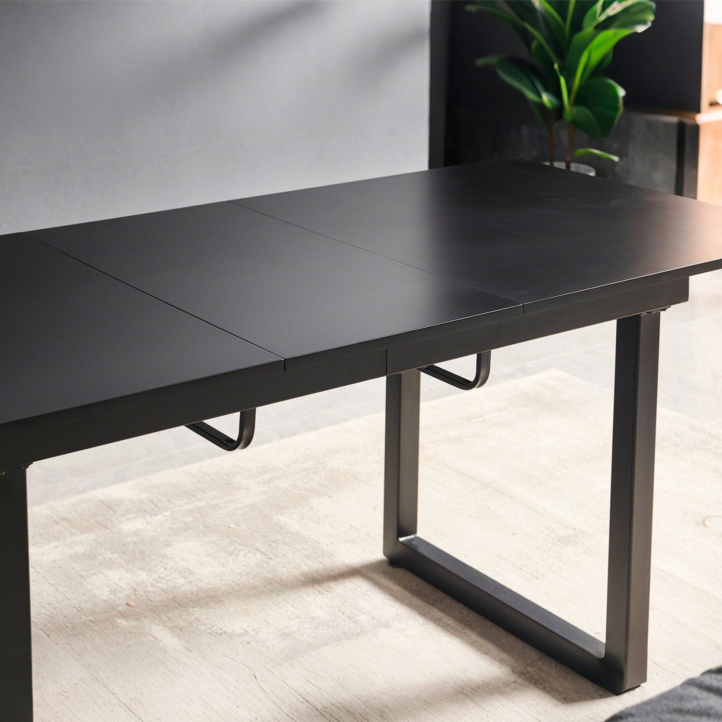 Square Extendable Dining Table With Metal Leg, Modern Space Saving Kitchen Table For Living Room