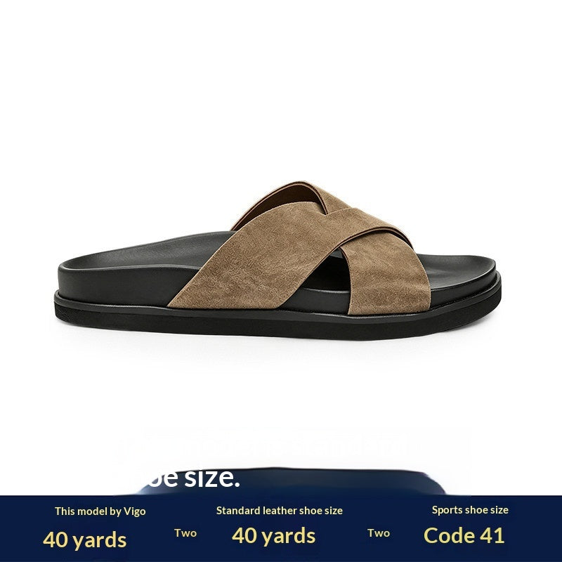 Men's Summer Breathable Cross-style Casual Fashionable Open-toe Slippers