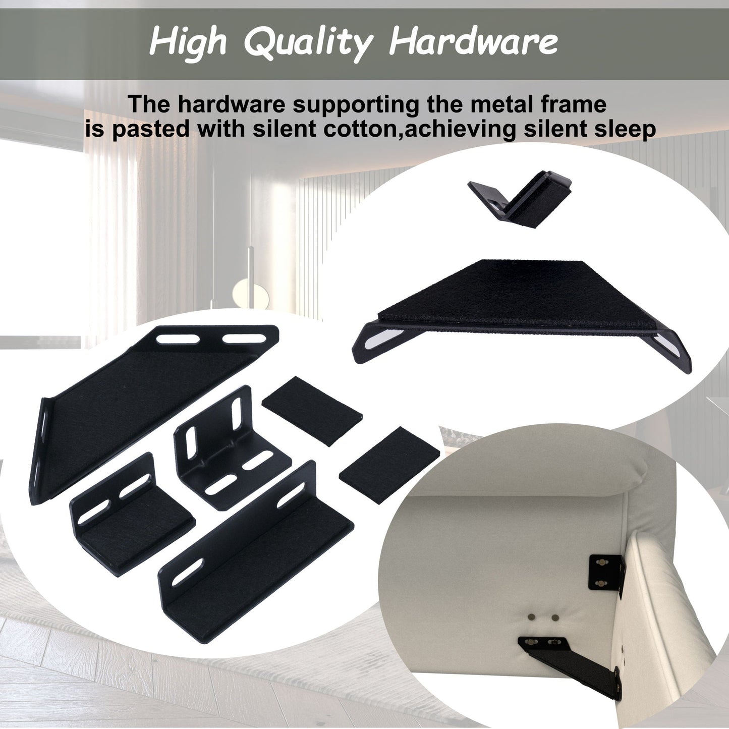 Upholstered Platform Bed With Special Shaped Headboard