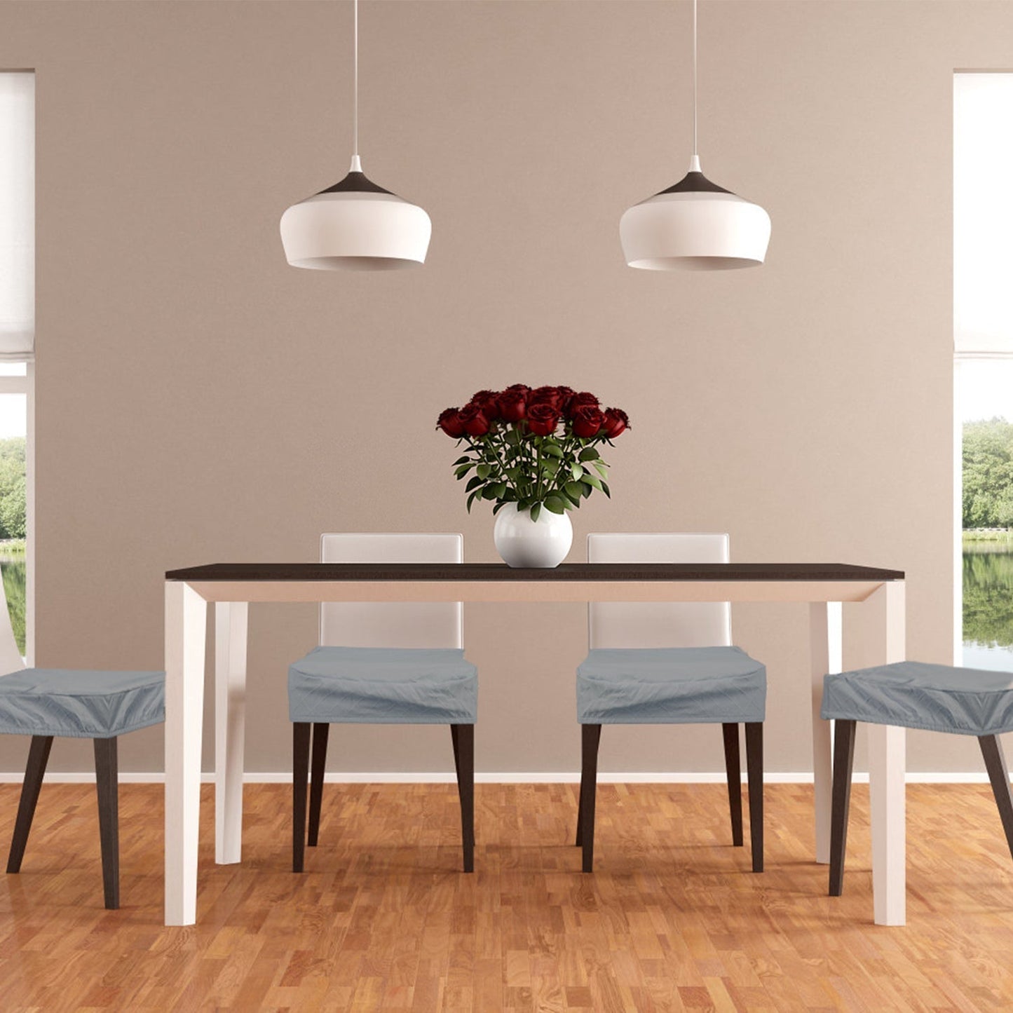 4Pack Waterproof Dining Chair Slipcovers Stretch Chair Seat Slipcovers Removable Washable Jacquard Seat Covers for Dining Room