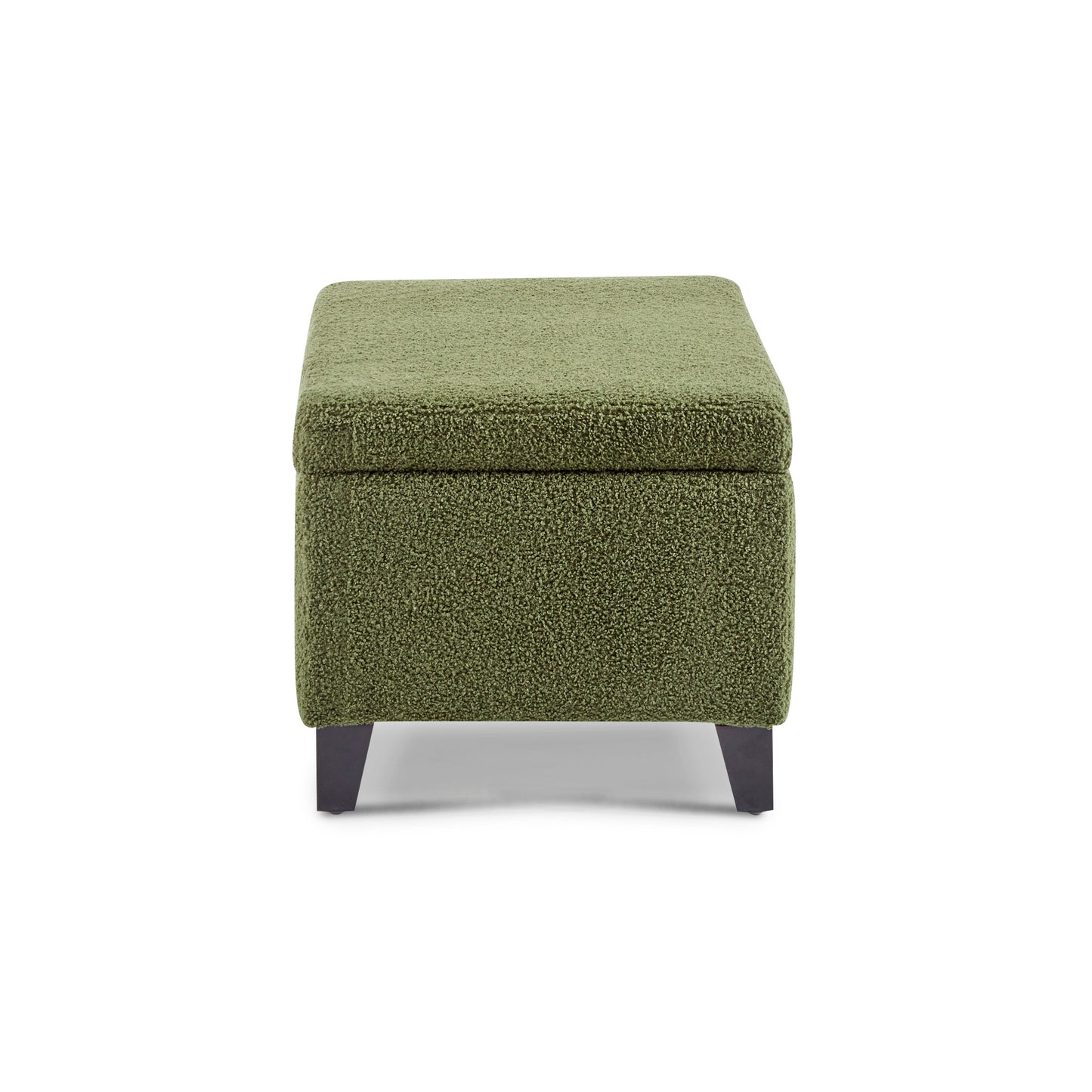Storage Ottoman with Flip-Top Lid, Easy Assembly, Boucle Fabric & Rubber Wood Legs