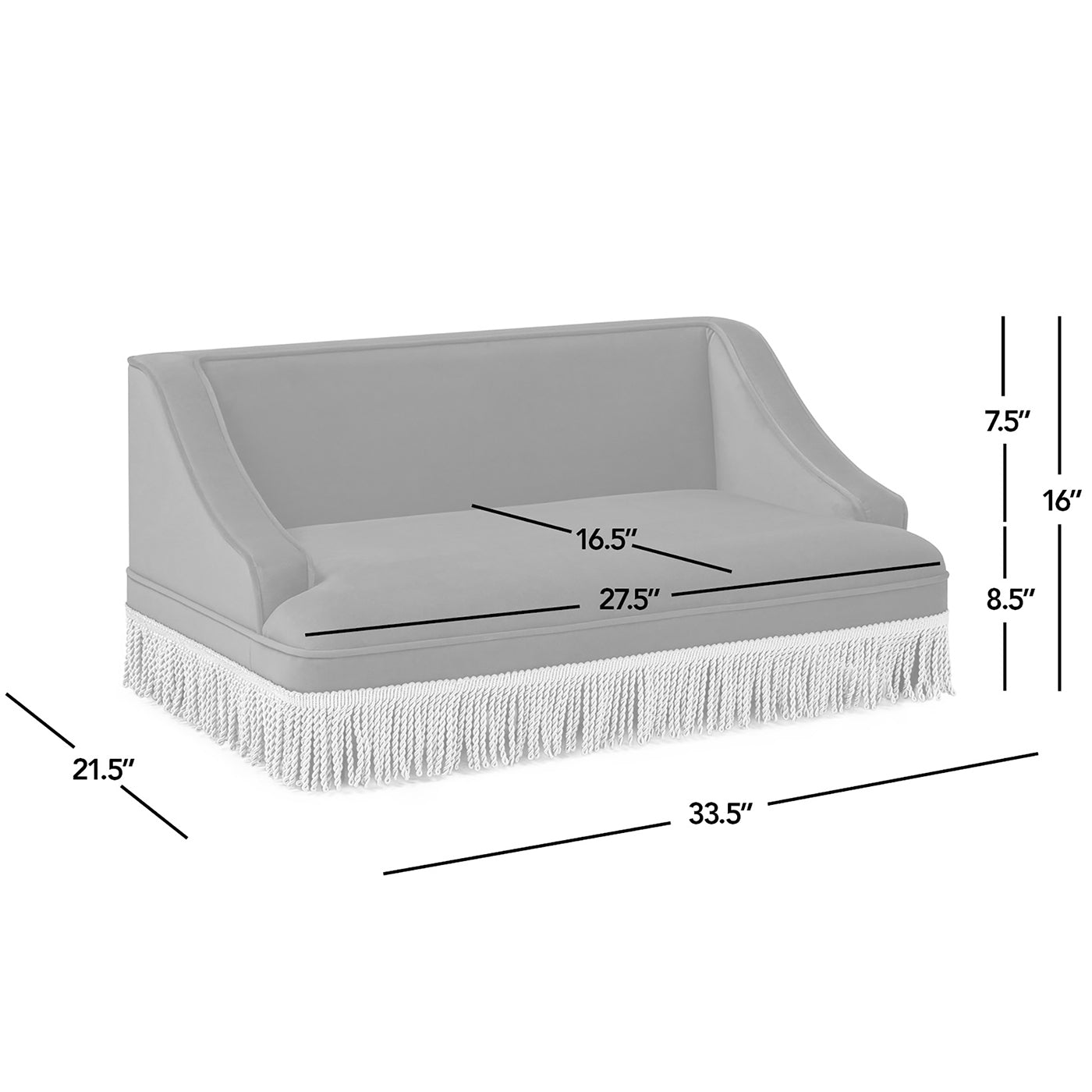 Duchess 33' Medium Princess Pet Bed Sofa with Fringe Skirt, Olive Green Velvet