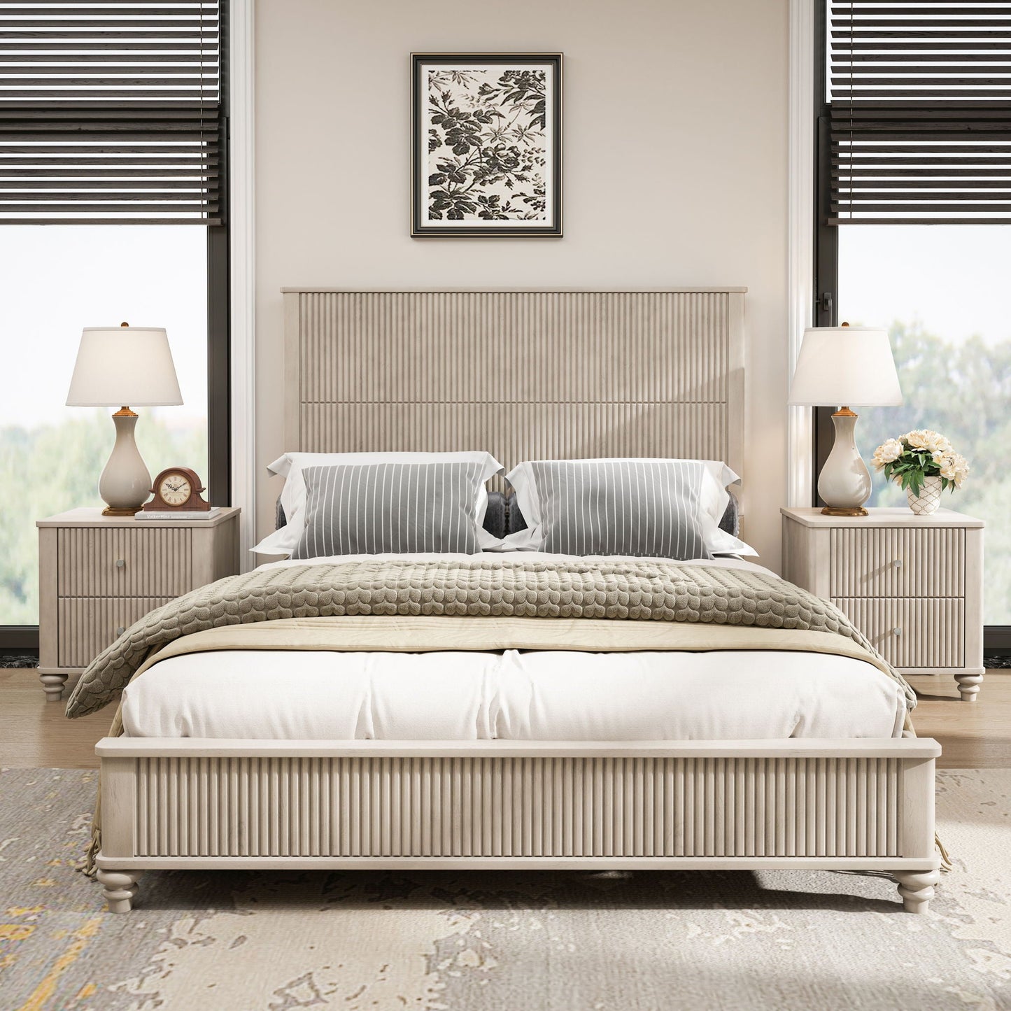 Platform Bed Frame & Tall Headboard
