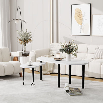 Rotatable Cocktail Table With Solid Legs, 360 Degree Rotating