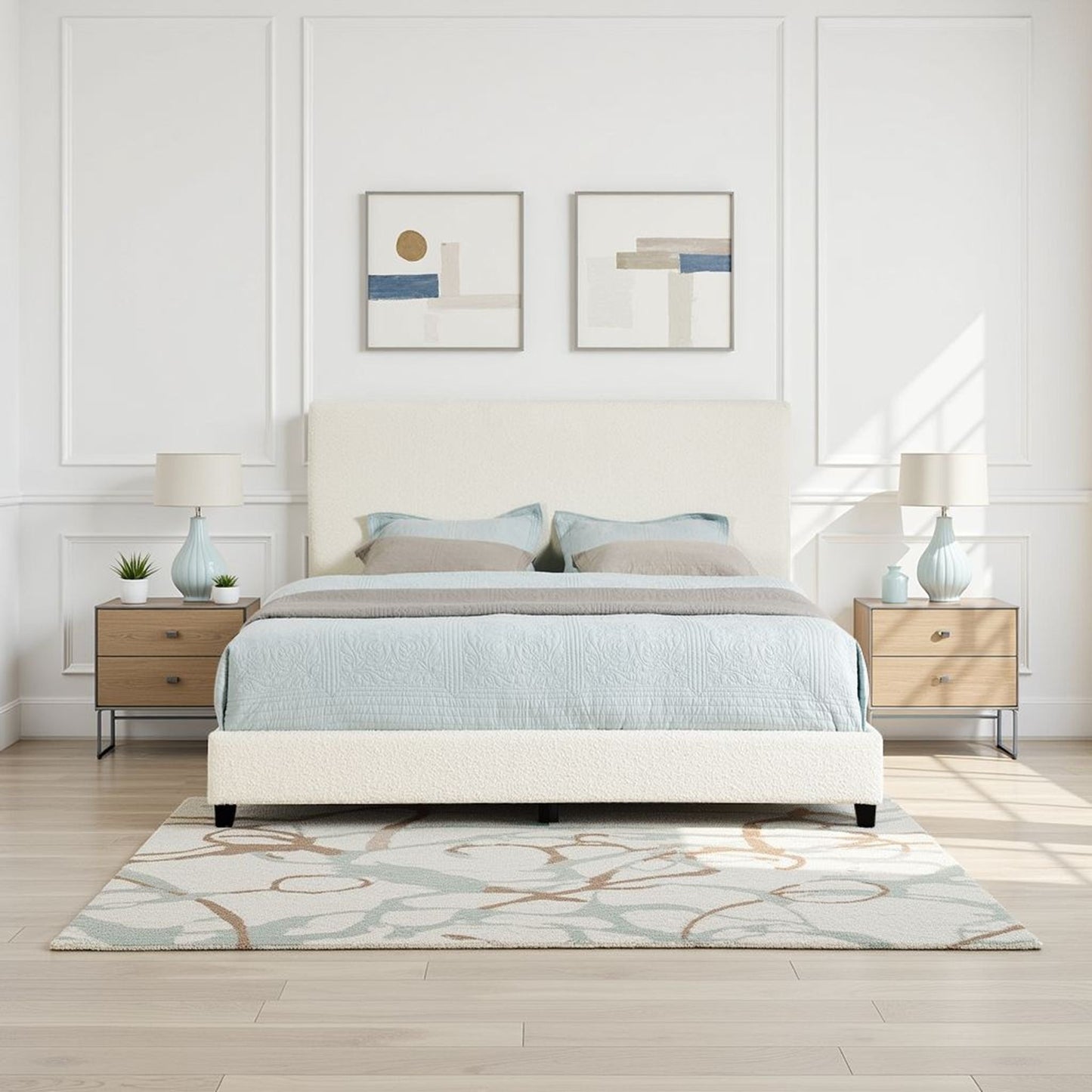 Platform Bed & Upholstered Headboard