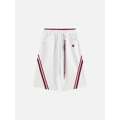 Retro Striped Embroidered Athletic Shorts