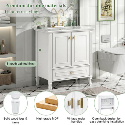 Freestanding Vanity With 1 Drawer & 2 Soft Close Doors With Door Mounted Storage