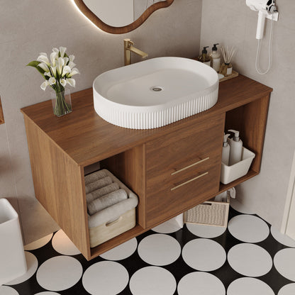 Wall-Mounted Bathroom Vanity with Ceramic Sink