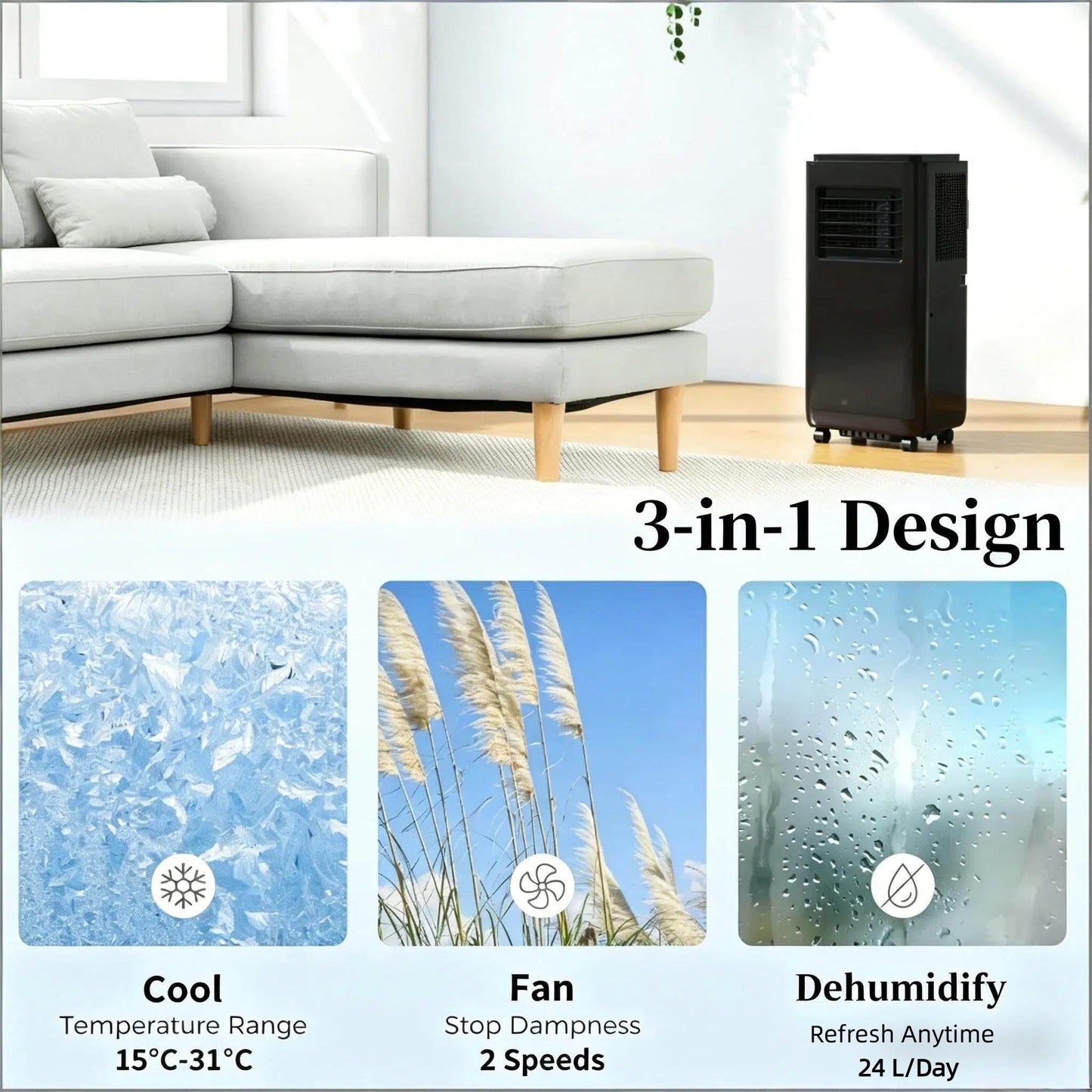 Air Conditioner with Five Modes, Portable Air Conditioner