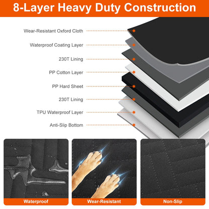 Dog Car Seat Cover For Back Seat Waterproof Oxford Cloth Seat Cover Hammock Non-Slip Scratchproof Back Seat Extender with Side Flap Mesh Window Storag