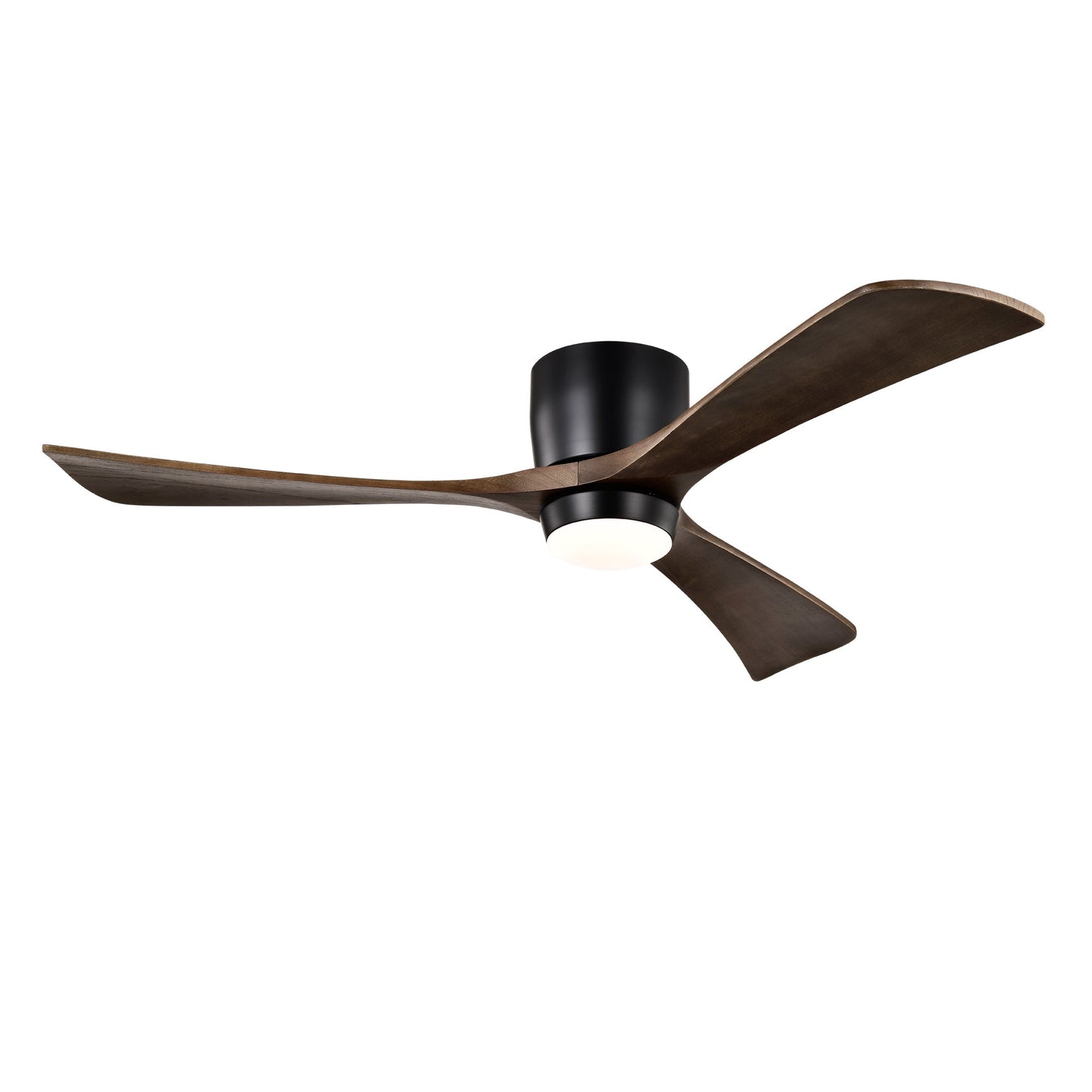 52" Flush Mount Solid Wood Blades Ceiling Fan with Lights Remote Control