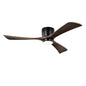 52" Flush Mount Solid Wood Blades Ceiling Fan with Lights Remote Control