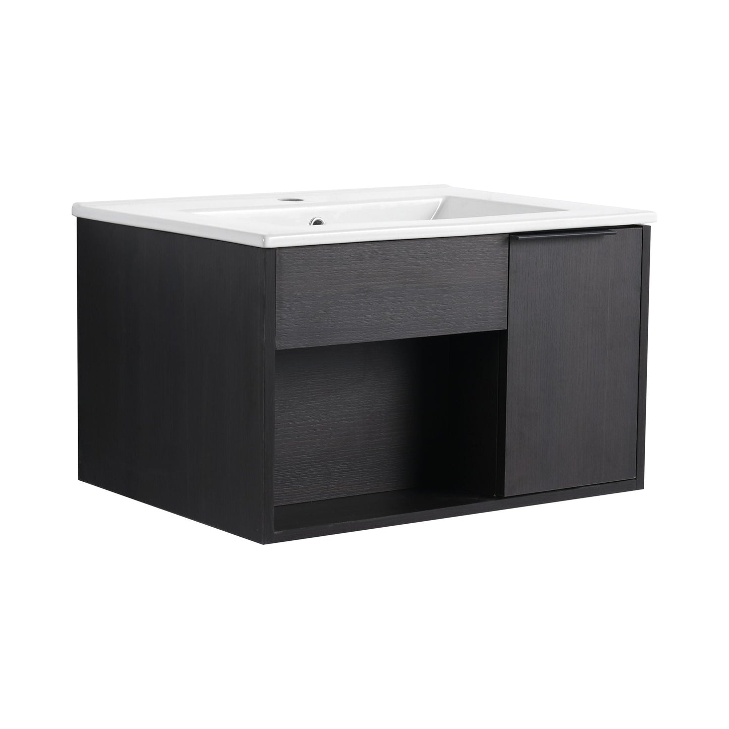 Wall Mounted Floating Bathroom Vanity With Open Shelf & Soft Close Door