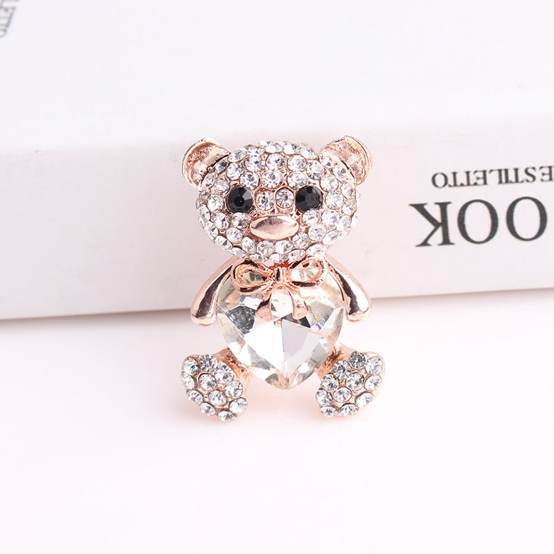 Little bear love crystal brooch female