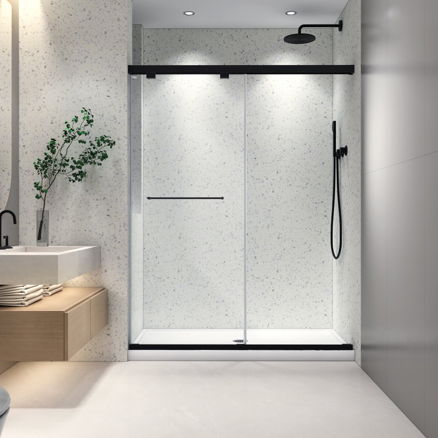 5476 Inch Frameless Double Sliding Matte Shower Door