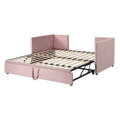 Twin Size Upholstered Daybed With Pop Up Trundle