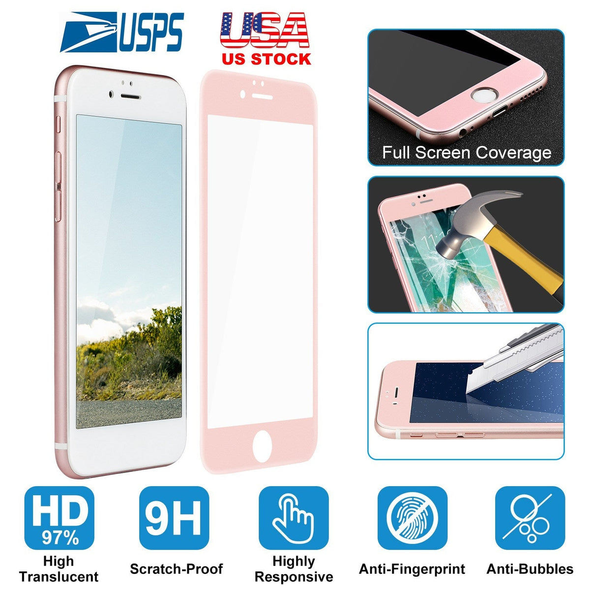 Screen Protector for iPhone 6 Plus 3D Edge Tempered Glass Phone Screen Saver HD Anti-Scratch Tempered Glass Film