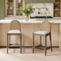 Panama 26.5" Curved Back Cane Rattan Counter Stool, Set of 2, Two-Tone Neutral