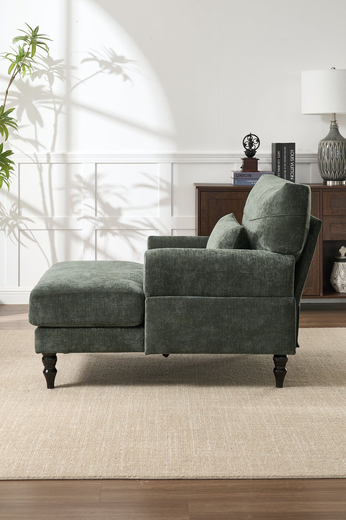 Modern Chaise Lounge Upholstered Sofa Recliner Chair in Green