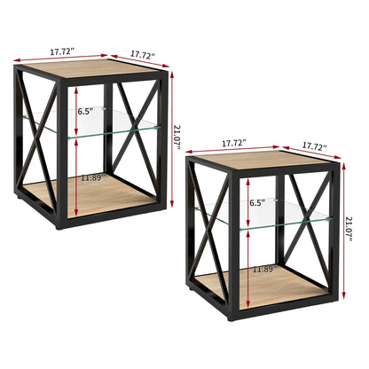 Set of 2 Modern End Table Nightstands