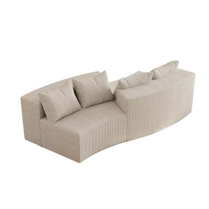 Curved Sectional Sofa With 4 Pillows, Modular Semi Circular Design