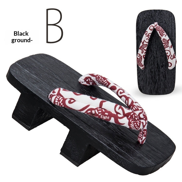 5.5cm-heeled Solid-wood Mens Flip-flops