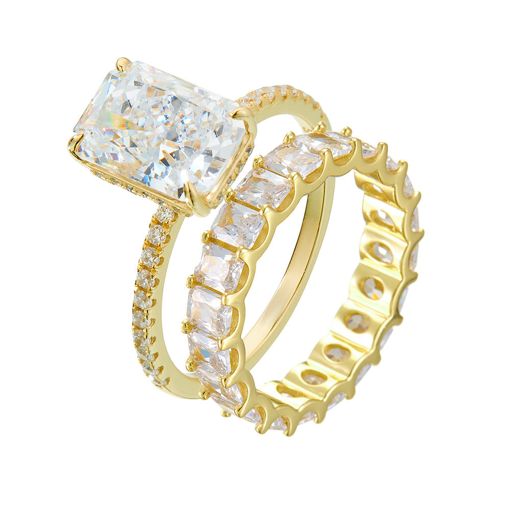 S925 Sterling Silver 5A Cubic Zirconia Ring Set