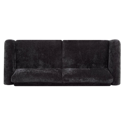 89"L Sofa with Chenille Fabric and Wooden Legs