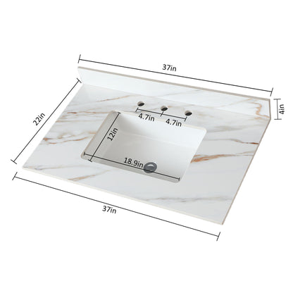 Vanity Top With Undermount Sink And Backsplash, Sintered Stone