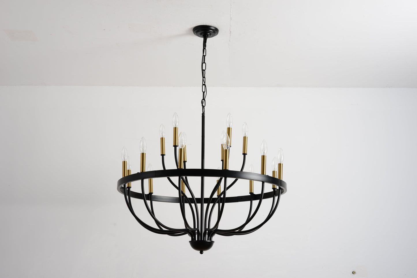 15-Light Industrial Iron Candle Chandelier Modern Farmhouse Pendant Light