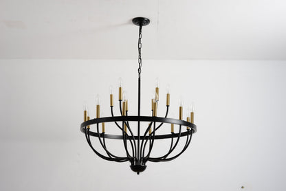 15-Light Industrial Iron Candle Chandelier Modern Farmhouse Pendant Light