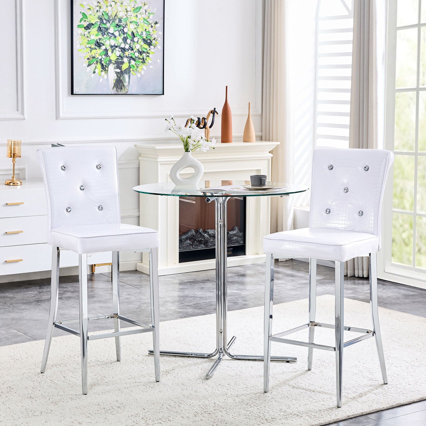 Bar Chairs & Crystal Clasp Design (Set of 2)