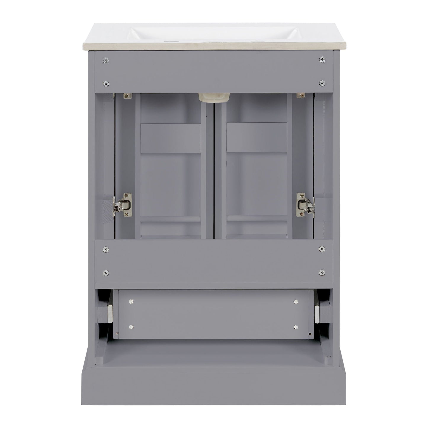 Bathroom Vanity With Sink, 1 Divided Drawer And 2 Soft Close Doors With Double Shelf