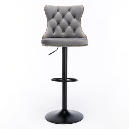 Swivel Barstools Adjusatble Seat Height, Modern Upholstered Bar Stools With Backs Comfortable Tufted For Home Pub And Kitchen Island (Set of 2)