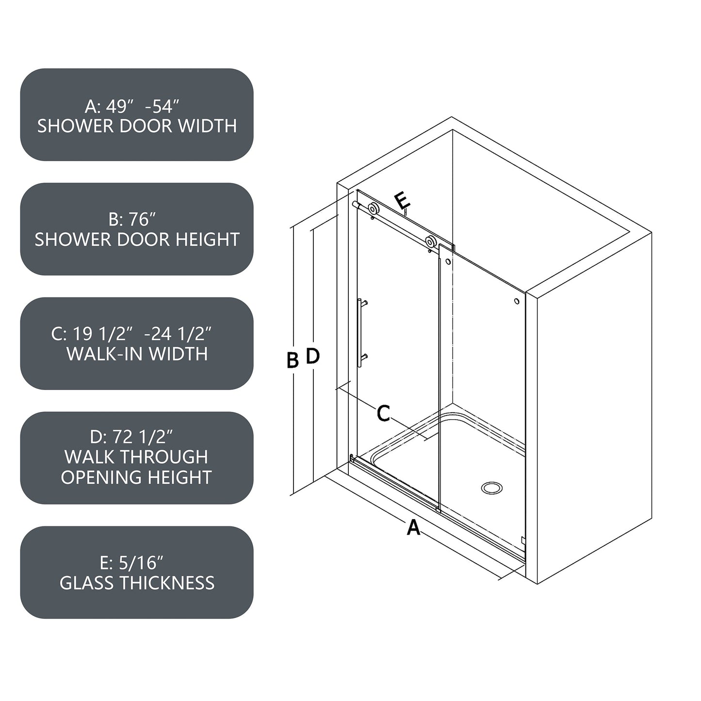 5476 Tempered Glass Shower Door