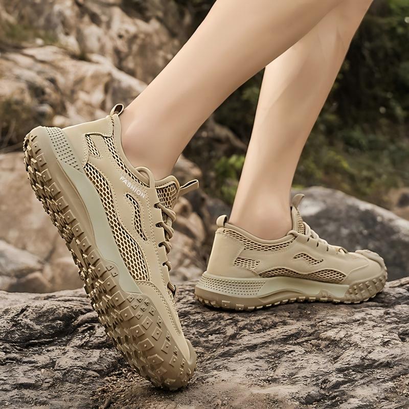 Men's Four-Season Breathable Mesh Work Sneakers, Outdoor Casual Shoes With Tire Pattern Soles