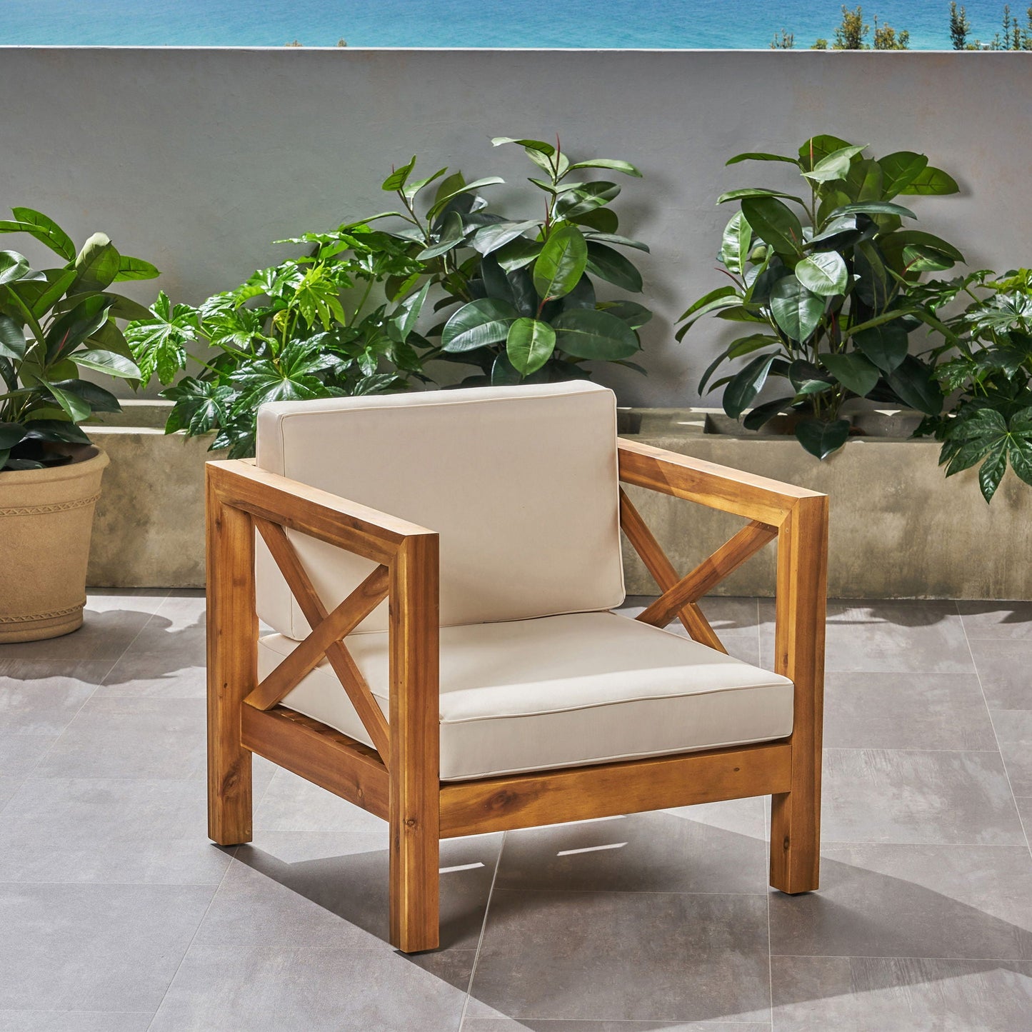 Brava Mid-Century Modern Club Chair with Water Resistant Cushions