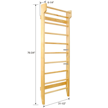 Gymnastics Stall Bar Multi Use Swedish Ladder For Home Gym And Physical Therapy - Natural