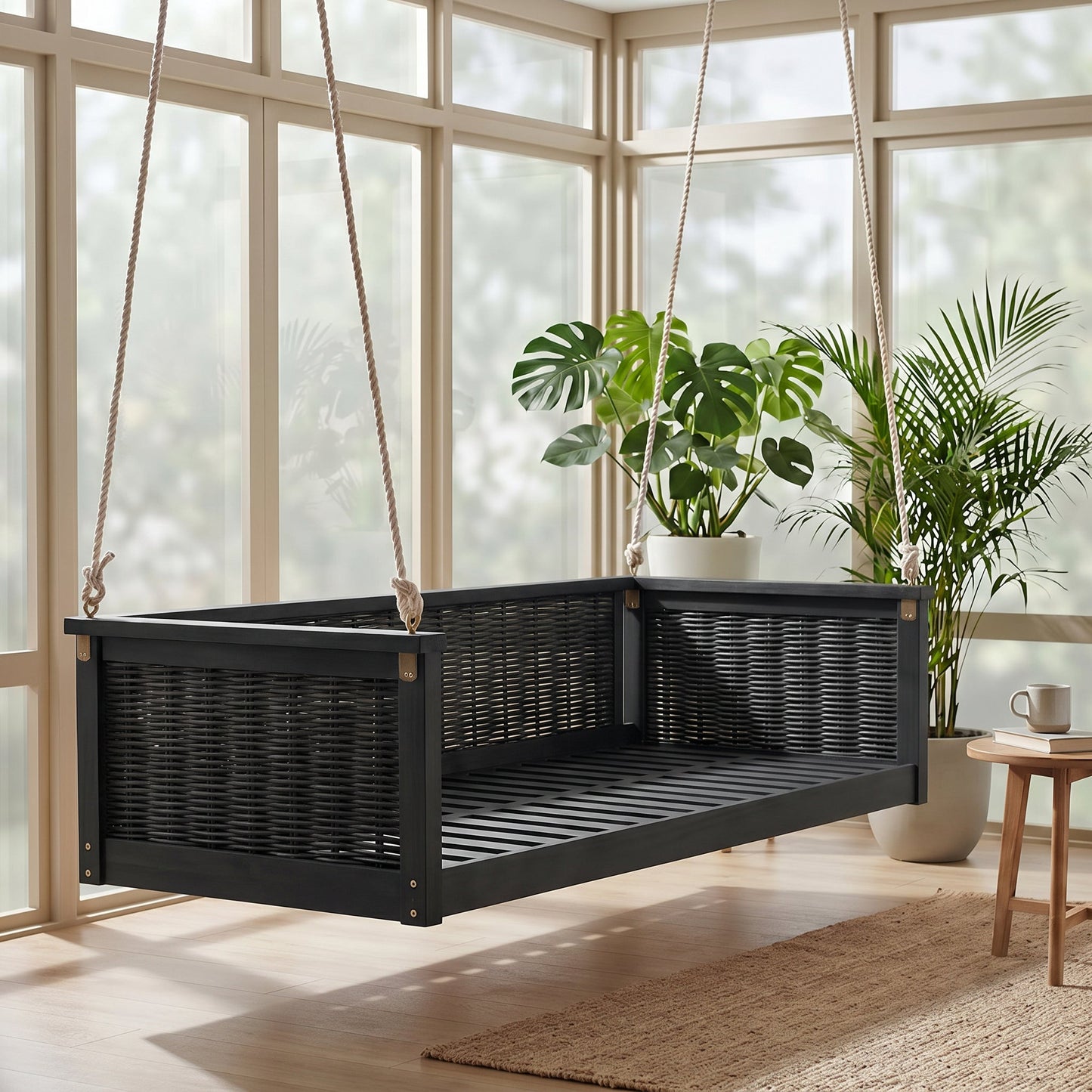 TOPMAX Outdoor Classic Solid Wood Twin Size Swing Bed
