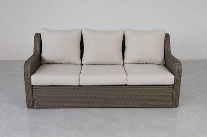 Luxury Rattan Patio Conversation Set – Includes 2 Swivel Chairs, Sofa, Coffee Table, And 2 Ottomans With Premium
