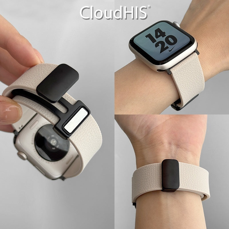 Lychee-pattern Silicone Magnetic Sports Watch Strap