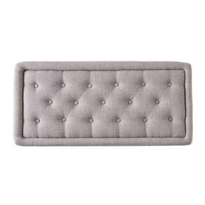 Dean Fabric Storage Wide Tufted Rectangle Ottoman - Gray