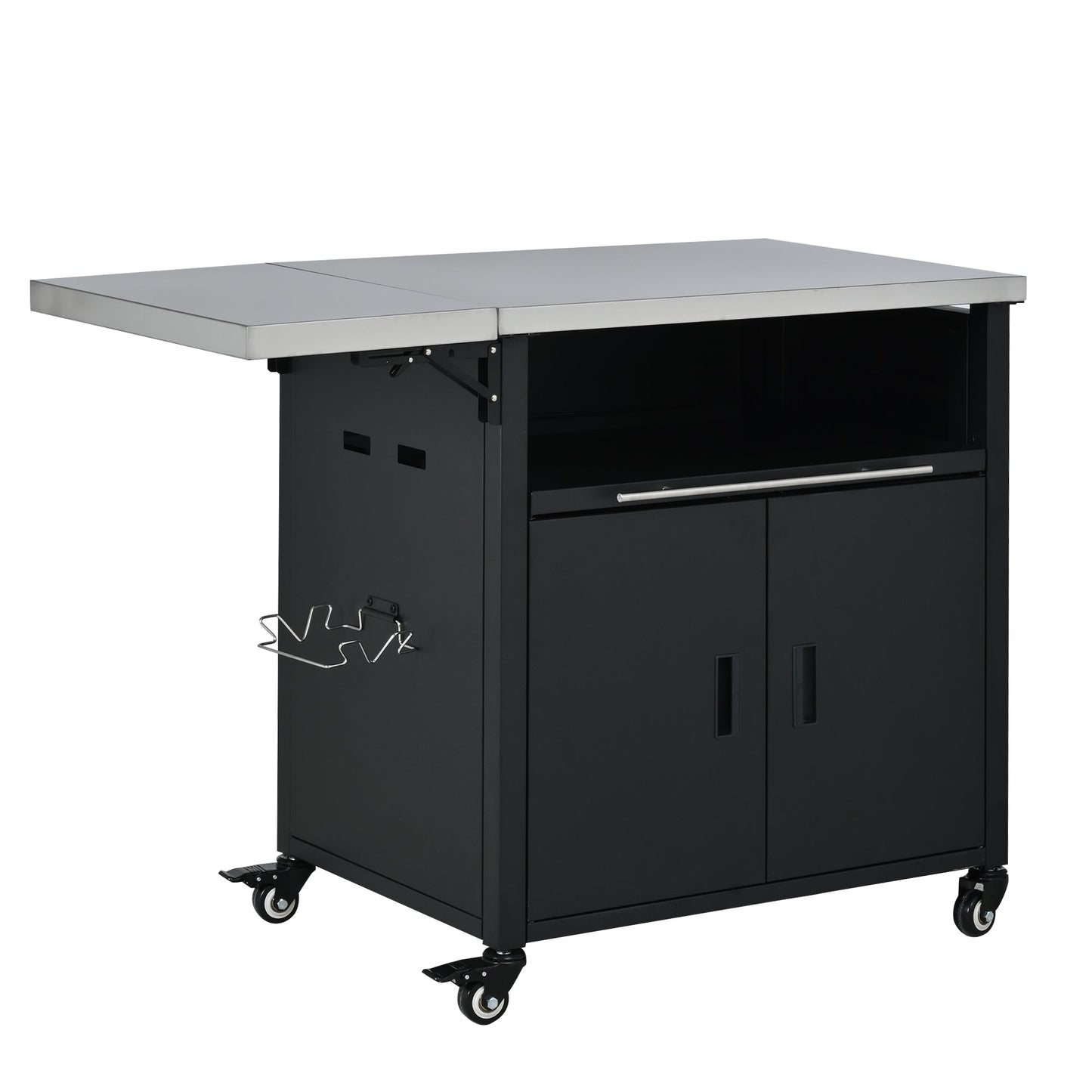 Foldable Outdoor Prep Station BBQ Cart Patio Dining Cart