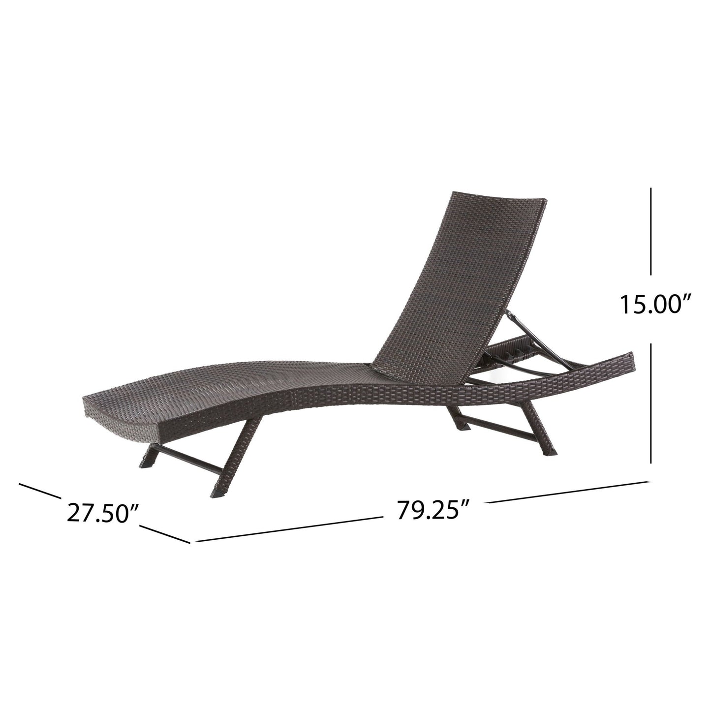 Kauai Modern Style PE Wicker Chaise Lounge - Brown Multi