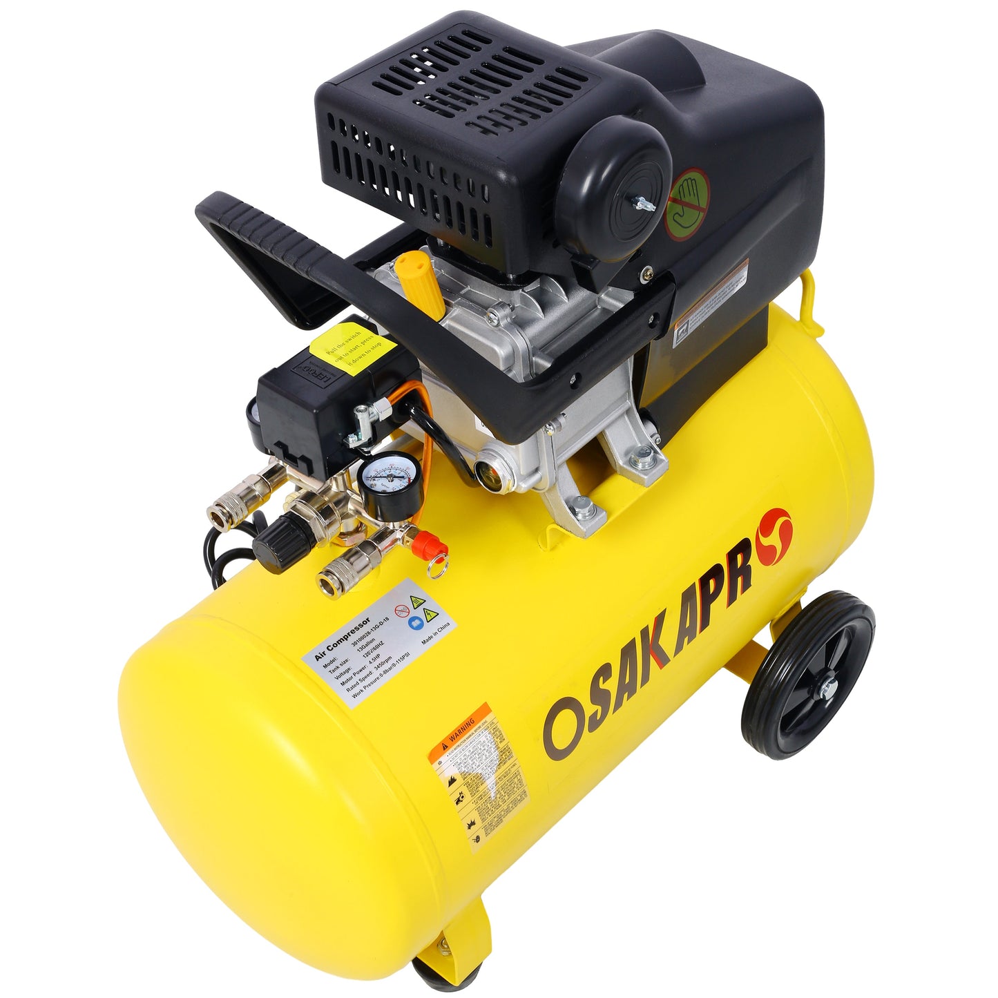 4.5HP Portable 13-Gallon Oil-Lubricated Air Compressor Tank