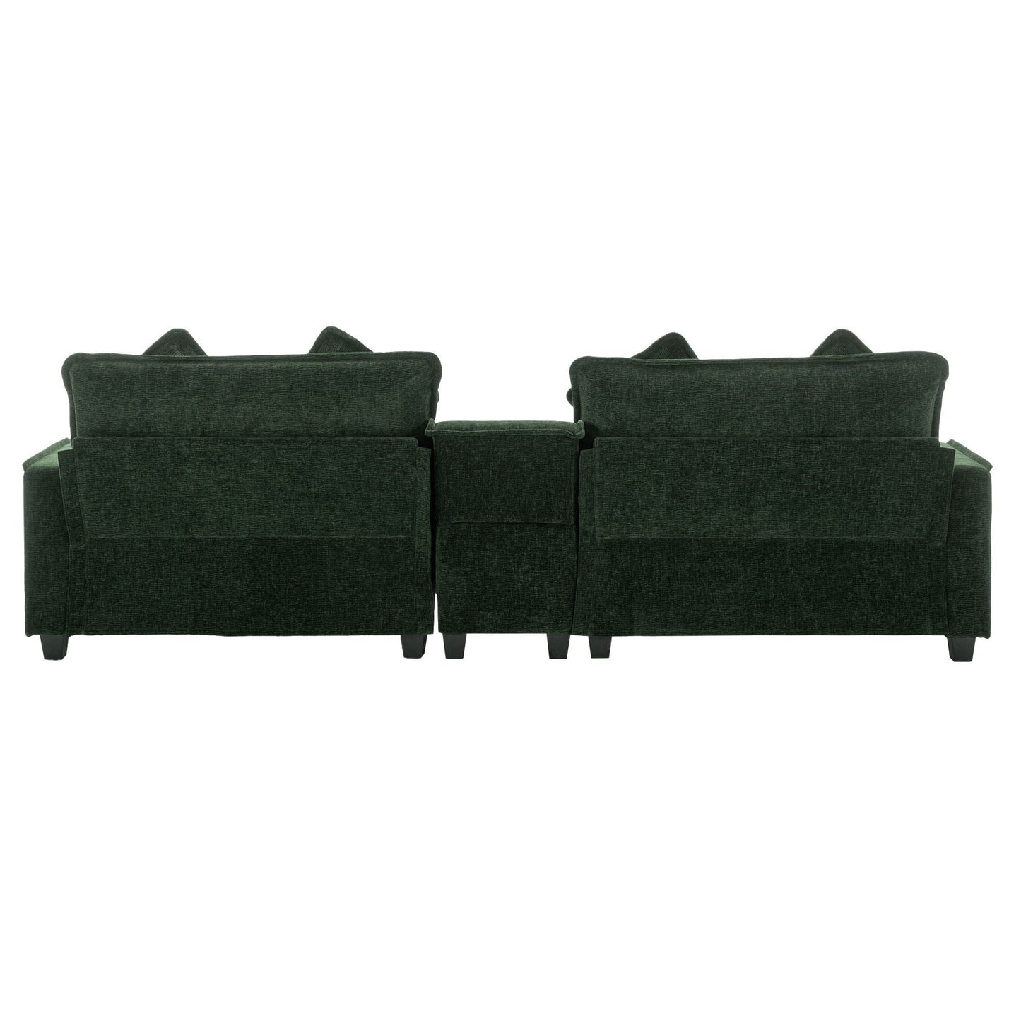 Sectional Sofa Upholstered Sofa With Two Removable Ottoman, Two USB Ports, Two Cup Holders And Large Storage Box For Living Room