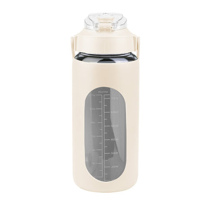34Oz Glass Water Bottle Sports Water Bottle Motivational Water Bottle Water Intake Tracker Bottle with Straw Time Marker Silicone Sleeve Handle for Gy