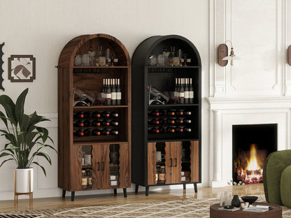 71' Farmhouse Arched Wine Bar Cabinet